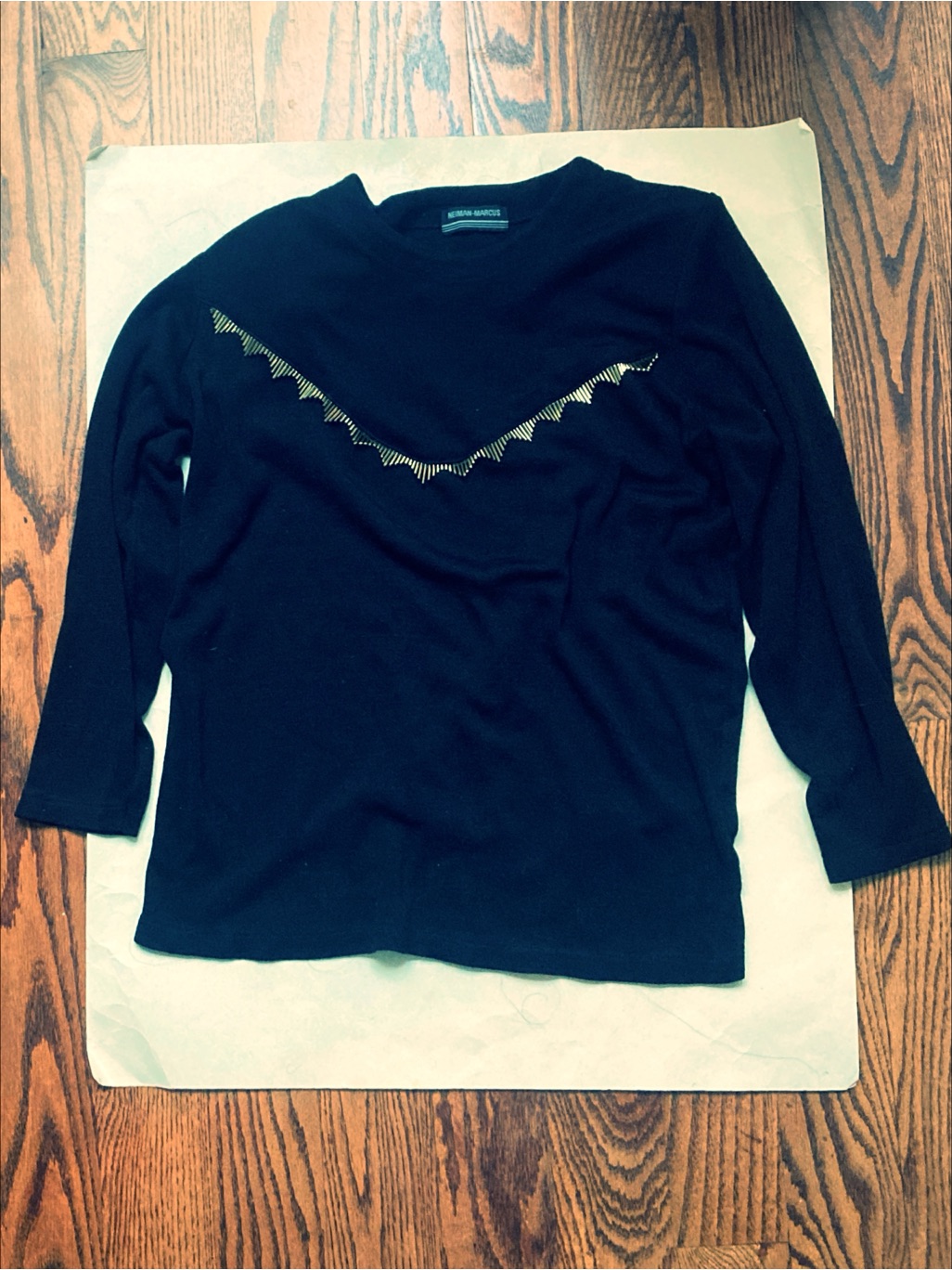 Neiman Marcus Black Sweater With Gold Accent